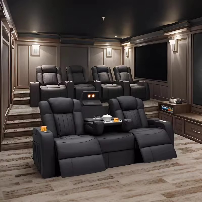 Home Cinema Chairs - 가죽 리클라이너 소파 세트, 전동 리클라이너