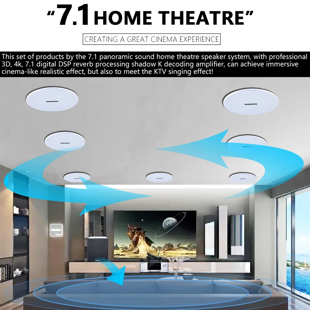 7.1 홈시어터 천장 스피커 세트 DTS 서라운드 사운 - Home Cinema Audio System 리뷰 및 가격