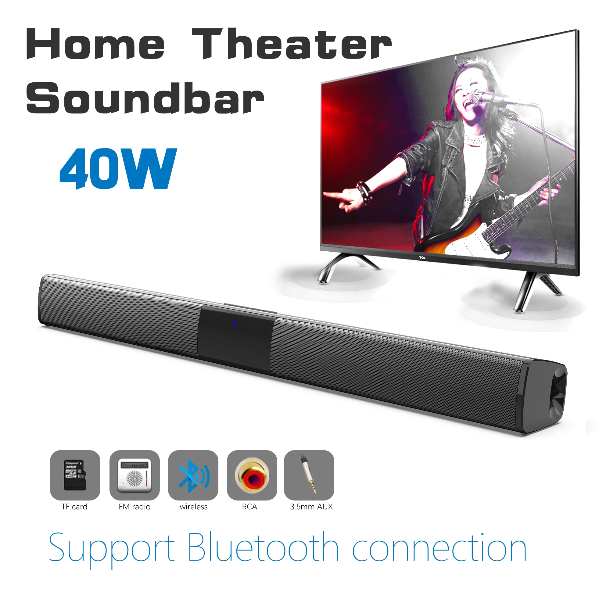 TV 컴퓨터 용 40W 고출력 사운드 바 무선 블루투스 - Home Cinema Audio System 리뷰 및 가격