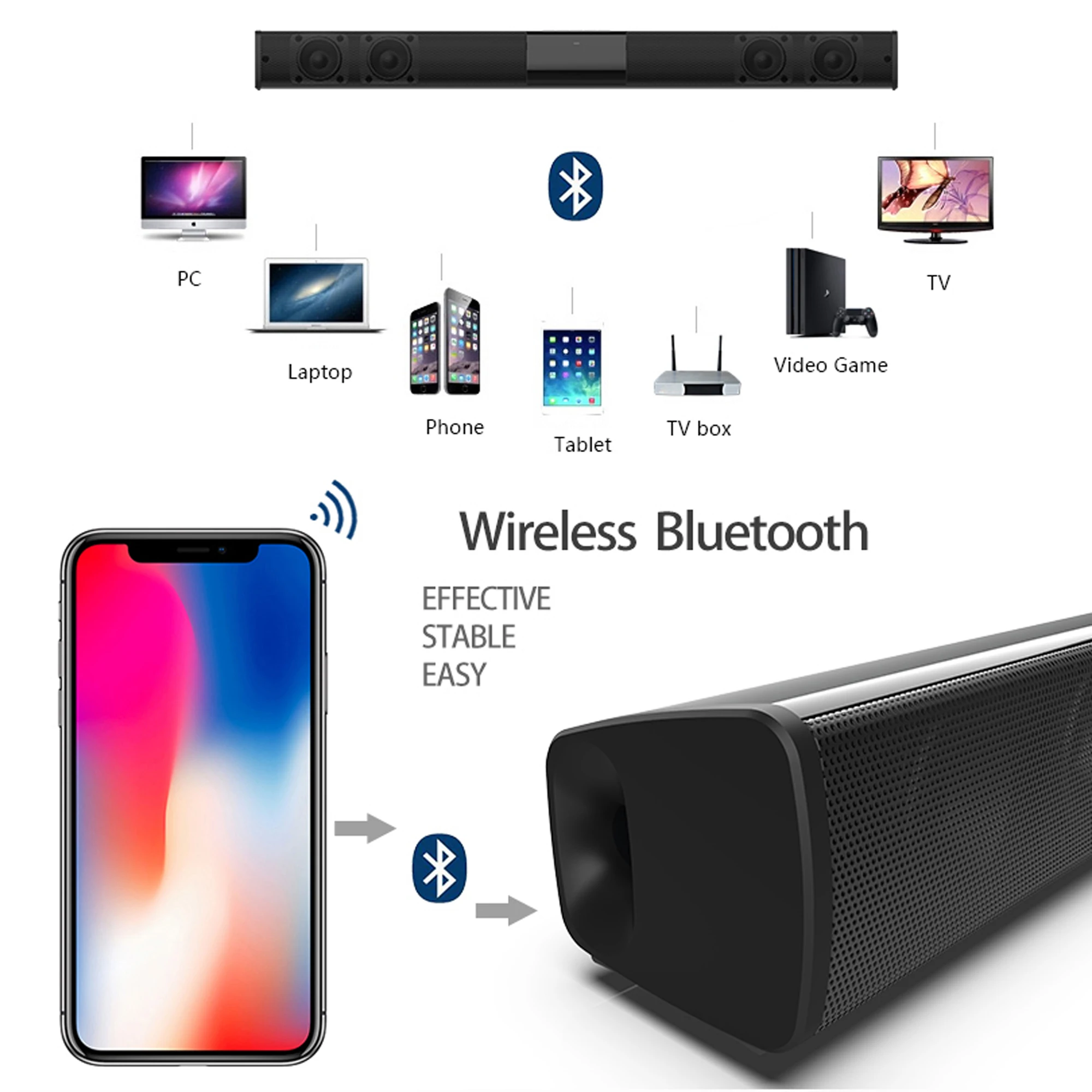TV 컴퓨터 용 40W 고출력 사운드 바 무선 블루투스 - Home Cinema Audio System 리뷰 및 가격