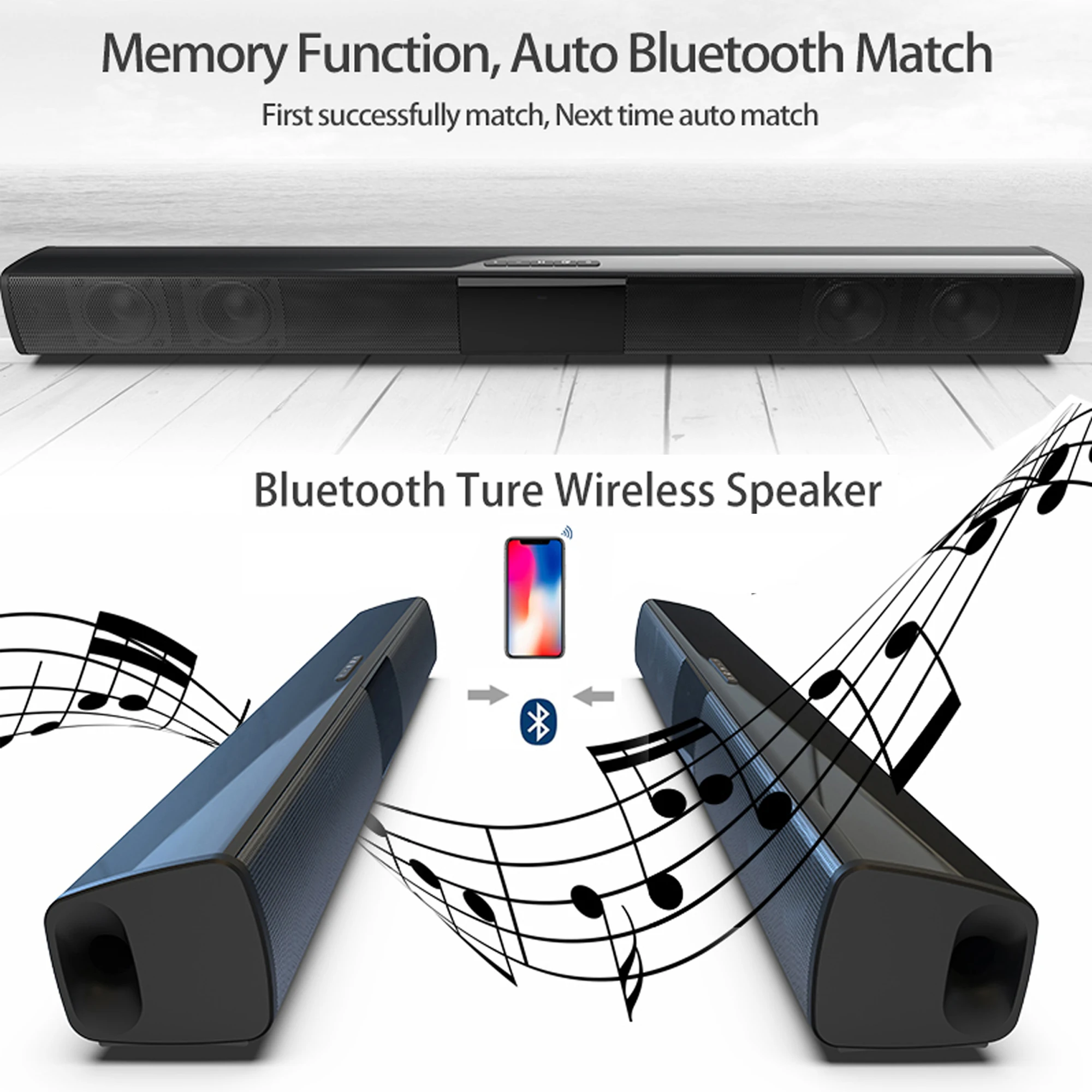 TV 컴퓨터 용 40W 고출력 사운드 바 무선 블루투스 - Home Cinema Audio System 리뷰 및 가격