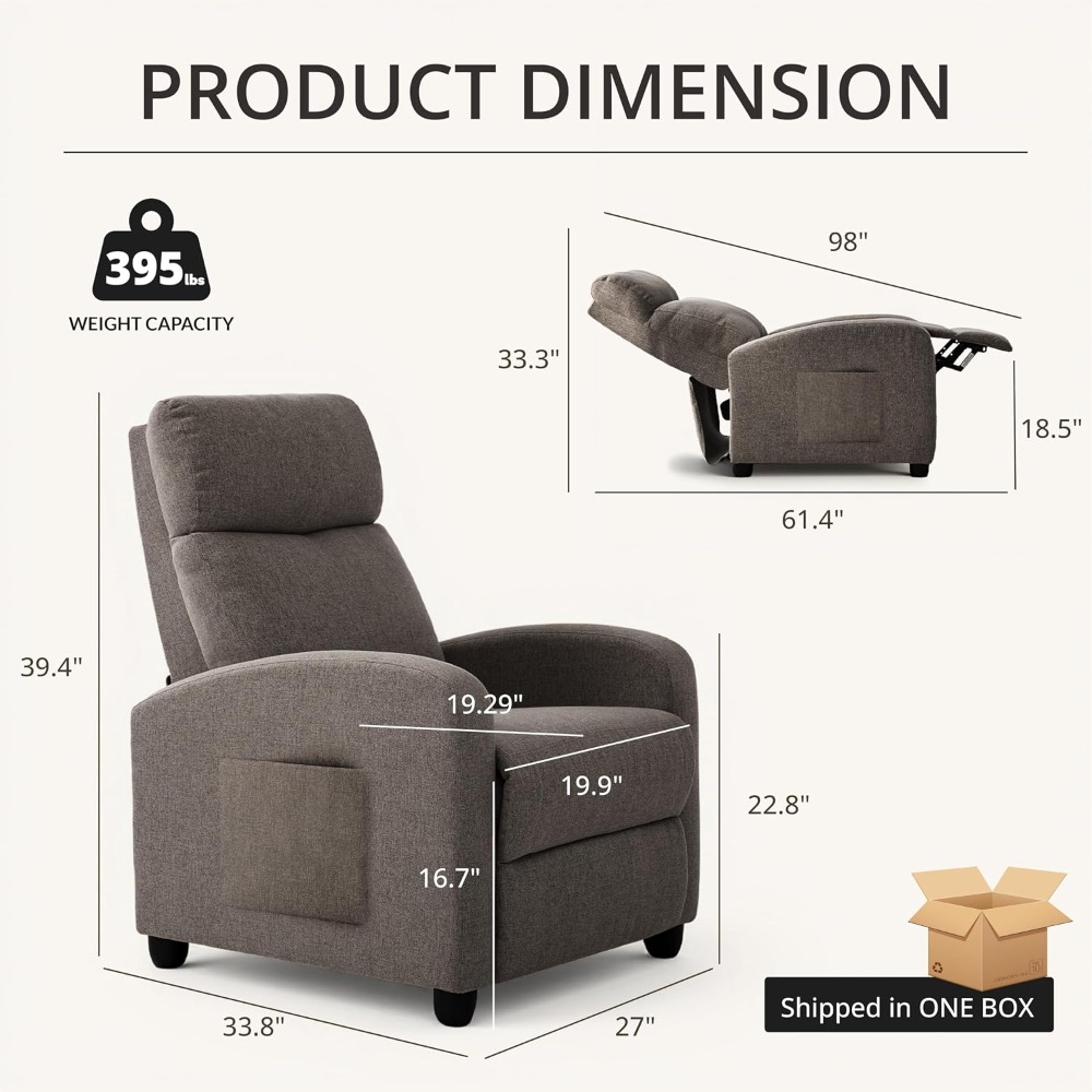 현대식 수동 푸시백 리클라이너 의자, 조절 가능한 1인 - Home Cinema Chairs 리뷰 및 가격